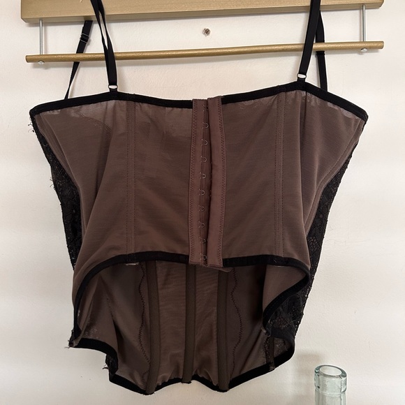 Mocha Brown/Black Urban Outfitters Out From Under Corset Top - Size XL - Picture 3 of 6